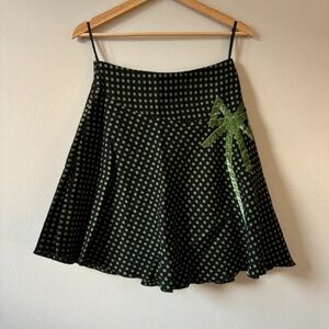 Chic Green Polka Dot Skater Skirt